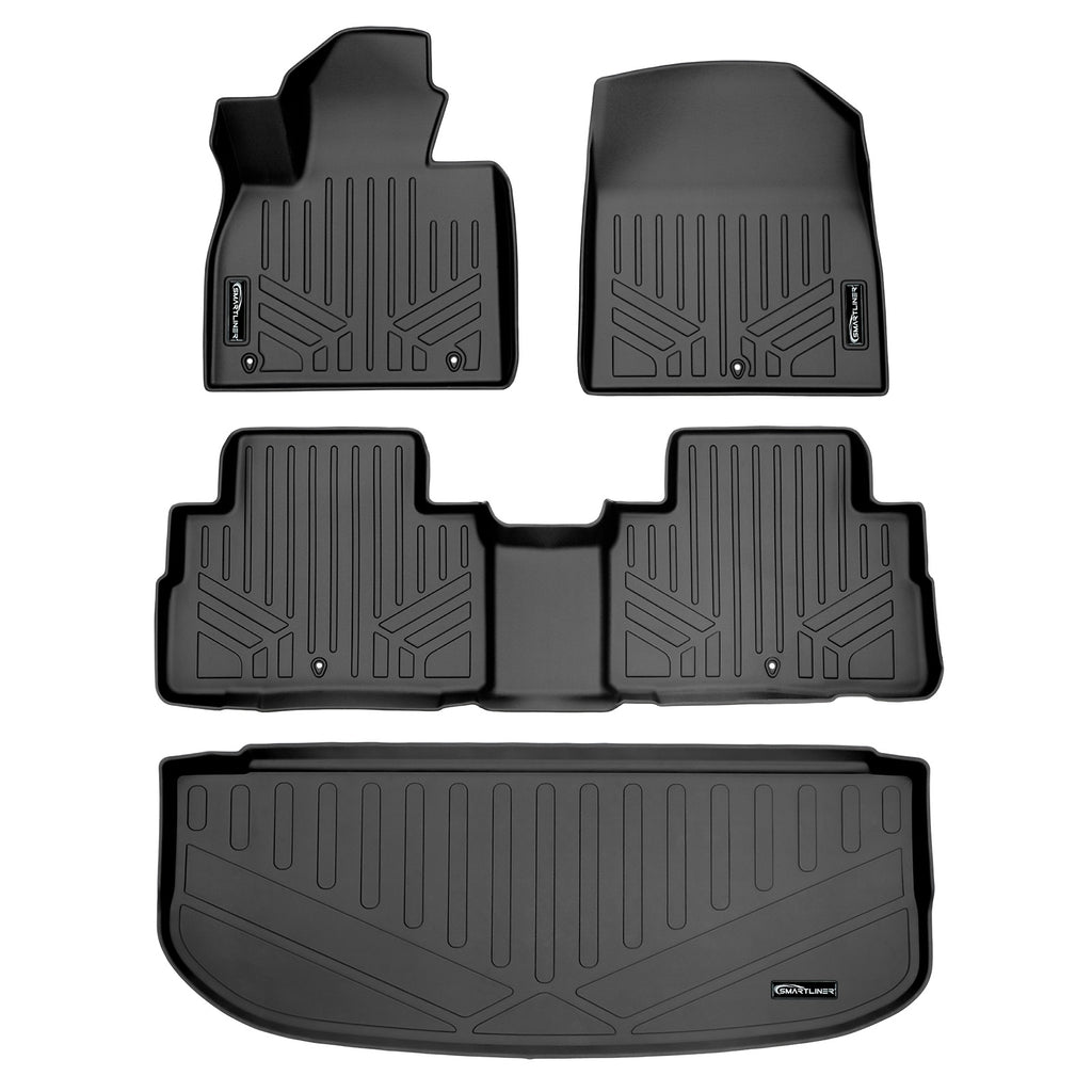 SMARTLINER Custom Fit Floor Mats 2 Rows and Cargo Liner Behind 3rd Row Set Black Compatible With 2020-2025 Hyundai Palisade (SA0472/B0472/E0472)