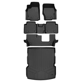 SMARTLINER All Weather Custom Fit Black 3 Rows and Cargo Liner Behind the 2nd Row Set Compatible With 2021-2023 Jeep Grand Cherokee L (SA0674/B0568/C0568/D0568)