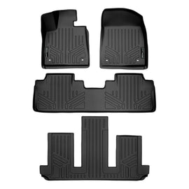 SMARTLINER All Weather Custom Fit Black 3 Row Floor Mat Liner Set Compatible With 2018-2023 Lexus RX L/ RX L Hybrid (SA0222/B0222/C0595)