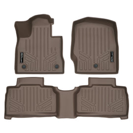 SMARTLINER All Weather Custom Fit 2 Row Tan Floor Mat Liner Set Compatible With 2020-2023 Ford Explorer (SA1423/B1423)