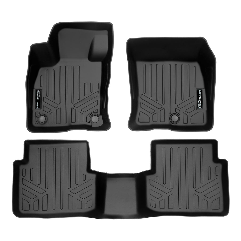 SMARTLINER Custom Fit All Weather Black 2 Row Floor Mat Liner Set Compatible With 2021-2024 Ford Bronco Sport (SA0546/B0546)
