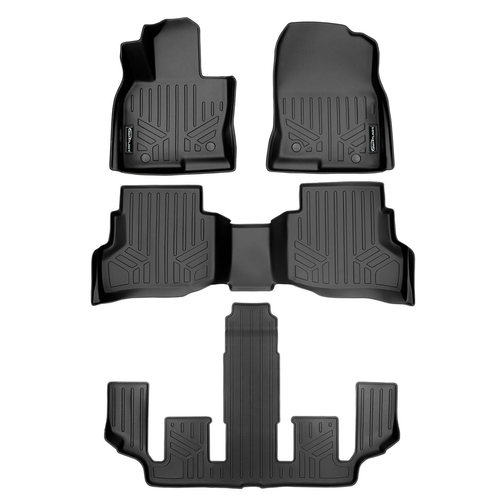 SMARTLINER Custom Fit All Weather Protection Black 3 Row Floor Liners Compatible With 2016-2023 Mazda CX-9 (SA0257/B0257/C0523)