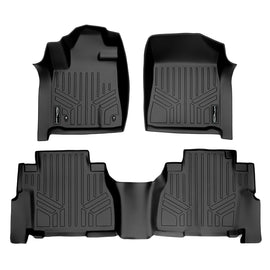 SMARTLINER Custom Fit Floor Mats 2 Row Liner Set Black Compatible With 2008-2011 Toyota Sequoia with Bench Seats (SA0272/B0272)