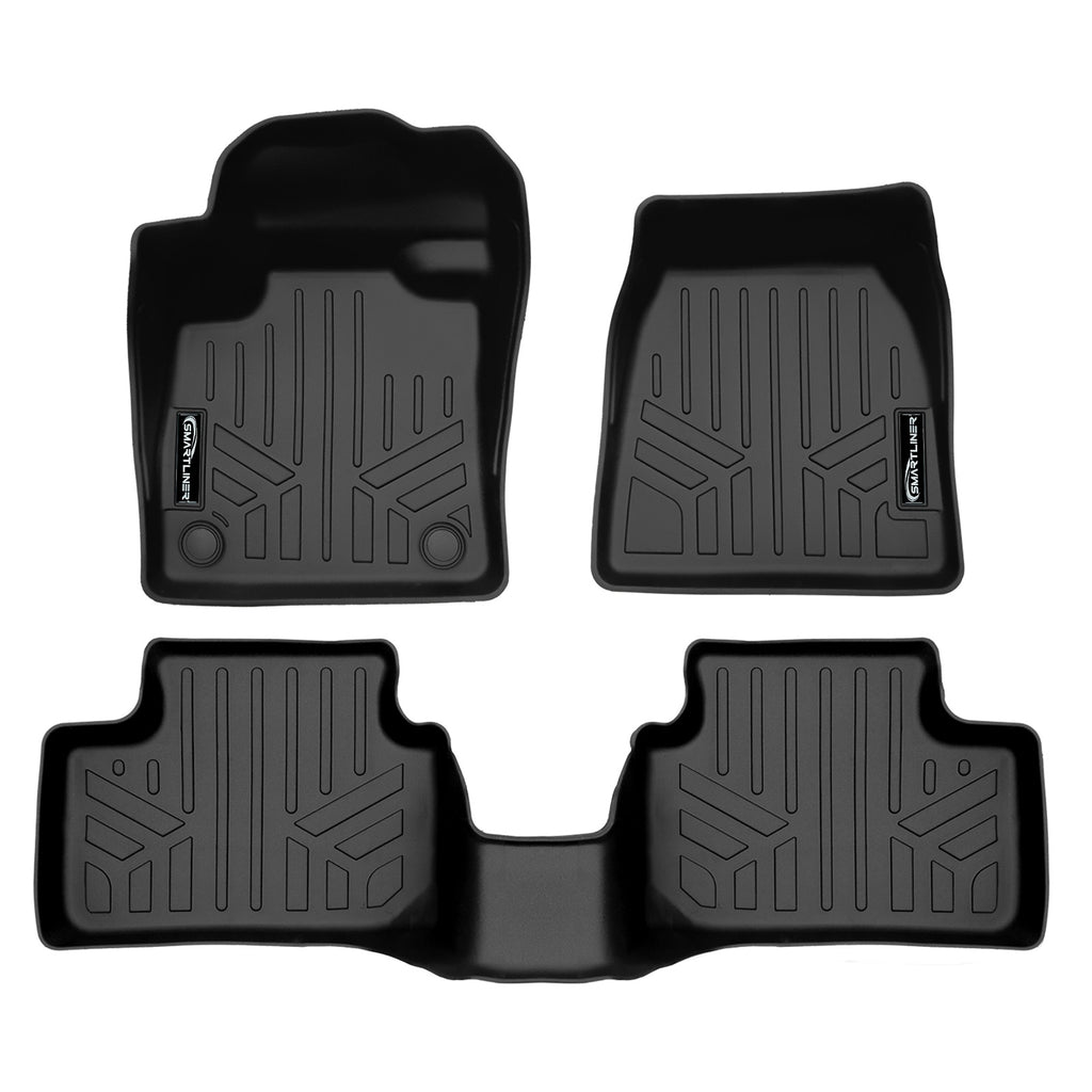 SMARTLINER Custom Fit All Weather 2 Row Black Floor Mat Liner Set Compatible With 2021-2023 Volvo XC40 Recharge (SA0617/B0617)