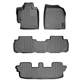 SMARTLINER Custom Fit Floor Mats 3 Row Liner Set Grey Compatible With 2008-2013 Toyota Highlander Non Hybrid (SA2038/B2037/C2037)