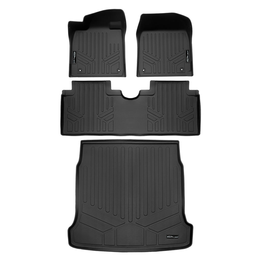 SMARTLINER Custom Fit All Weather Protection Black 2 Row Floor Liners & Cargo Liner behind the 2nd Row Seats Compatible With 2023-2025 Hyundai Ioniq 6 (SA0697/B0697/D0697)