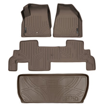 Load image into Gallery viewer, SMARTLINER Custom Fit Floor Mats 2 Rows and Cargo Liner Behind 3rd Row Set Tan Compatible With Traverse / Enclave with 2nd Row Bench Seat (SA1043/B1043/D1044)