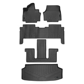 SMARTLINER All Weather Custom Fit Black 3 Rows and Cargo Liner Behind the 3rd Row Set Compatible With 2024 Kia EV9 (SA0737/B0737/C0737/E0737)