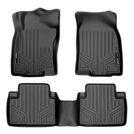SMARTLINER Custom Fit Floor Mats 2 Row Liner Set Black Compatible With 2014-2020 Nissan Rogue (SA0151/B0151)