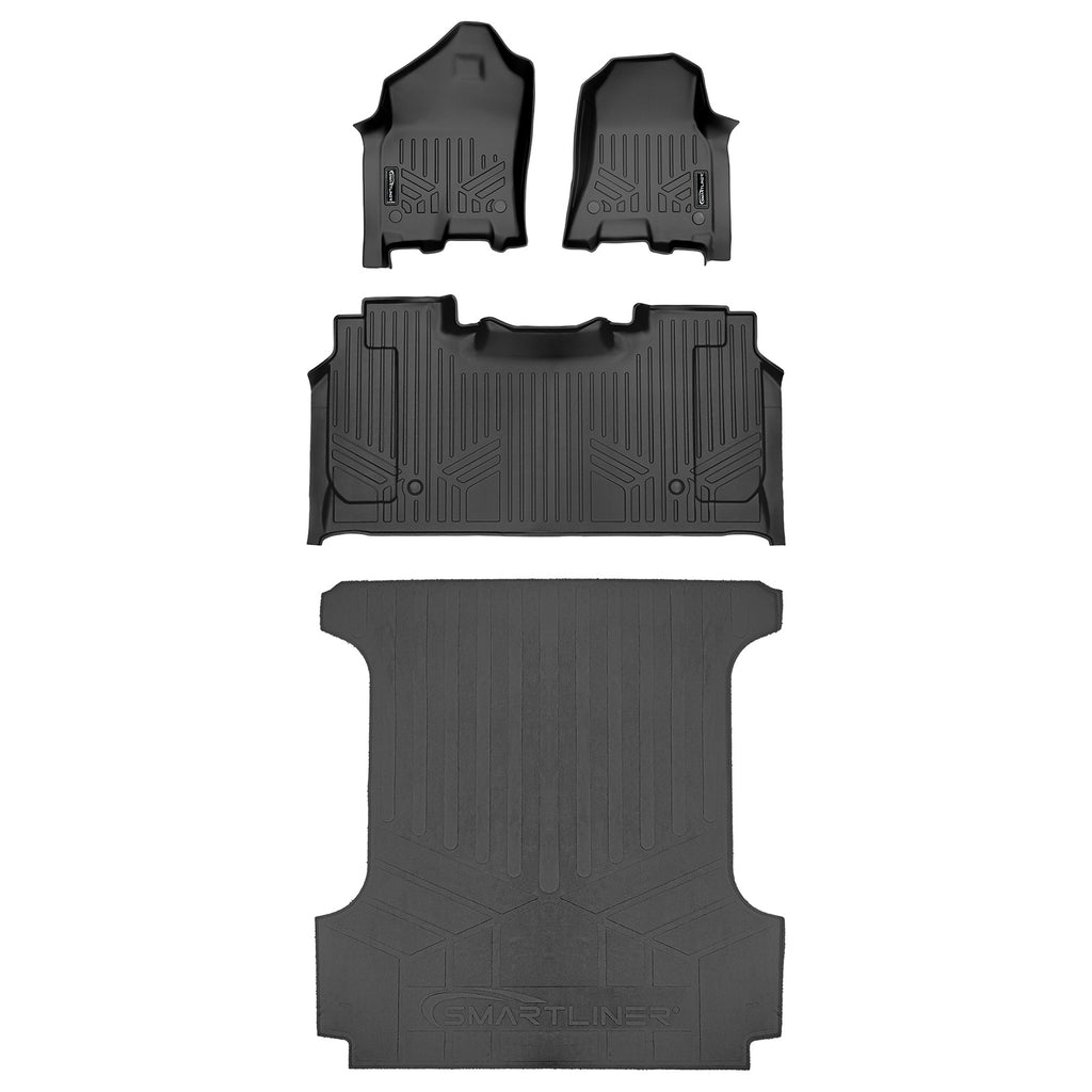 SMARTLINER 2 Row & Truck Bed Liner Compatible With 2019-2024 Dodge Ram 1500 Crew Cab with Carpeted Flooring (SA0369/B0374/J0369)