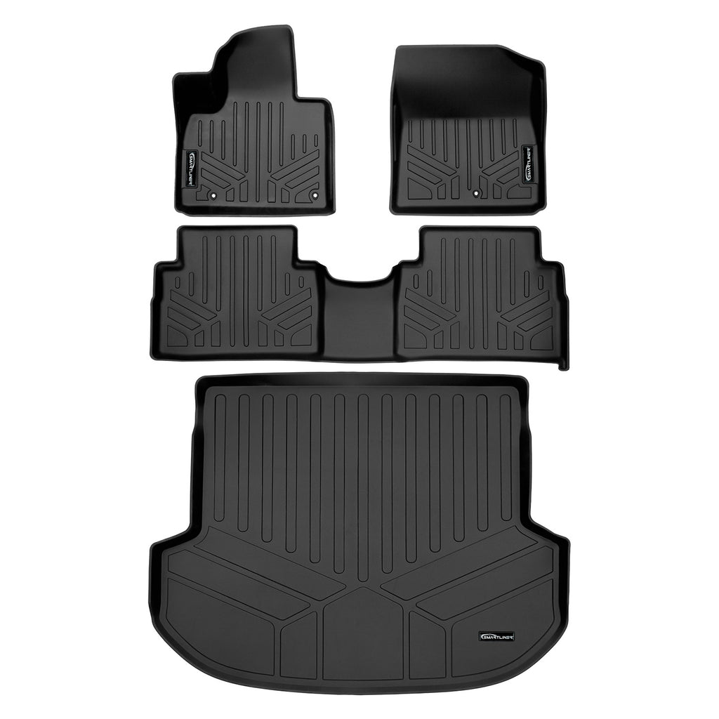 SMARTLINER Custom Fit Floor Mats 2 Rows and Cargo Liner Set Black Compatible With 2021-2023 Hyundai Santa Fe (SA0585/B0585/D0550)