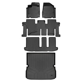 SMARTLINER Custom Fit All Weather Protection Black 3 Row Floor Liners & Cargo Liner behind the 2nd Row Seats Compatible With 2014-2020 Infiniti QX60 (SA0131/B0131/C0131/D0131)