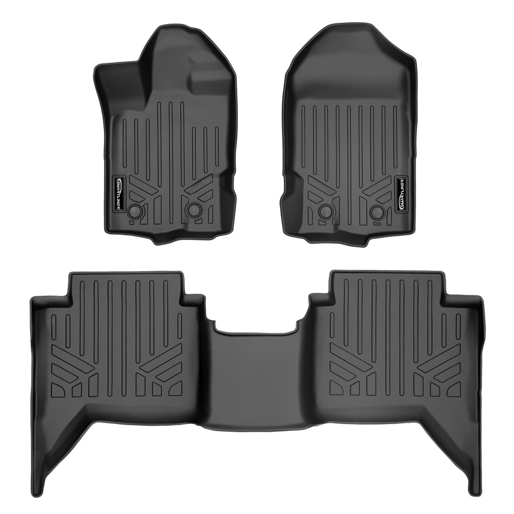 SMARTLINER Custom Fit Floor Mats 2 Row Liner Set Black Compatible With 2019-2021 Ford Ranger SuperCrew Cab (SA0410/B0410)