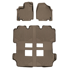 SMARTLINER Custom Fit Floor Mats 3 Row Liner Set Tan Compatible With 2011-2017 Honda Odyssey - All Models (SA1103/B1103)