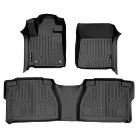 SMARTLINER Custom Fit Floor Mats 2 Row Liner Set Black Compatible With 2012-2013 Toyota Tundra Double Cab (SA0108/B0041)