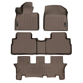 SMARTLINER All Weather Custom Fit Tan 3 Row Floor Mat Liner Set Compatible With 2020-2023 Kia Telluride with 2nd Row Bench or Bucket Seats With Center Console (SA1417/B1417/C1417)