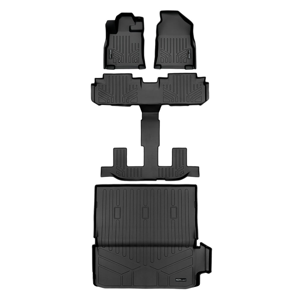 SMARTLINER All Weather Protection Custom Fit Black 3 Rows Floor Mats and Cargo Liner Behind 2nd Row Set Compatible With 2019-2023 Subaru Ascent (SA0377/B0377/D0657)