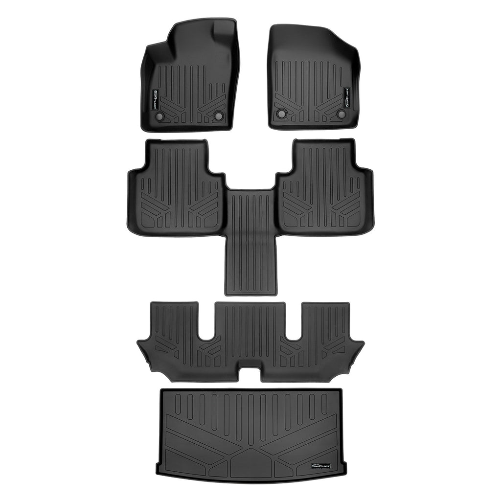 SMARTLINER Floor Mats - Cargo Liner Behind 3rd Row Set Black Compatible With 2018-2022 Atlas with 2nd Row Bucket Seats without Fender Audio (SA0300/B0443/C0443/E0300)