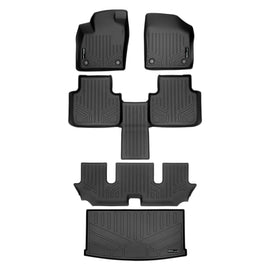 SMARTLINER Floor Mats - Cargo Liner Behind 3rd Row Set Black Compatible With 2018-2022 Atlas with 2nd Row Bucket Seats without Fender Audio (SA0300/B0443/C0443/E0300)