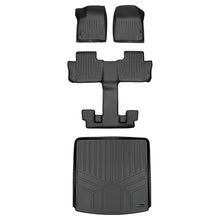 Load image into Gallery viewer, SMARTLINER Floor Mats 3 Rows and Cargo Liner Behind 2nd Row Set Black Compatible With 2017-2021 GMC Acadia with 2nd Row Bucket Seats (SA0230/B0230/D0230)