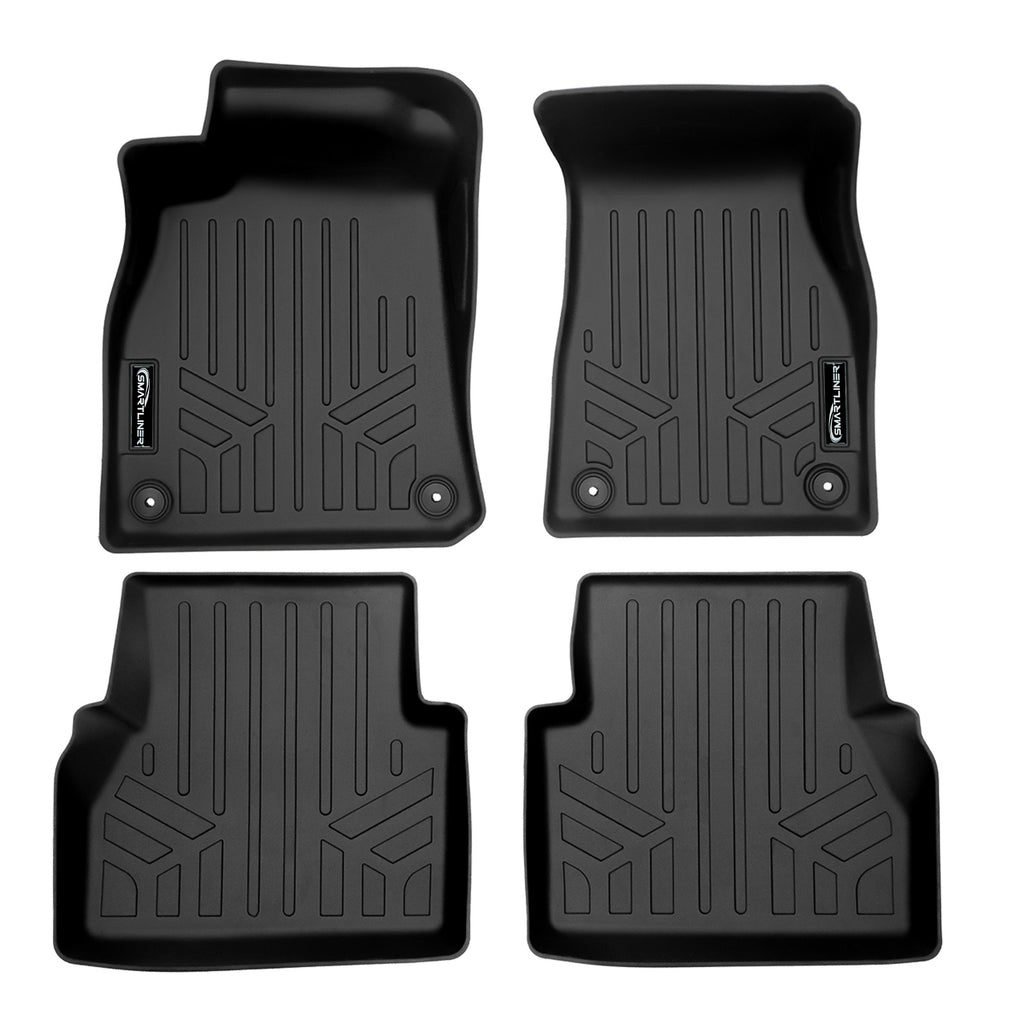 SMARTLINER Custom Fit All Weather Protection Black 2 Row Floor Liners Compatible With 2020-2025 Audi A6/S6 (SA0557/B0557)