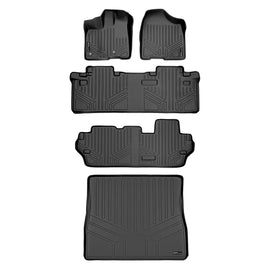 SMARTLINER Custom Floor Mats 3 Rows and Cargo Liner Behind 2nd Row Set Black Compatible With 2013-2020 Toyota Sienna 8 Passenger Model (SA0128/B0083/C0083/D0083)