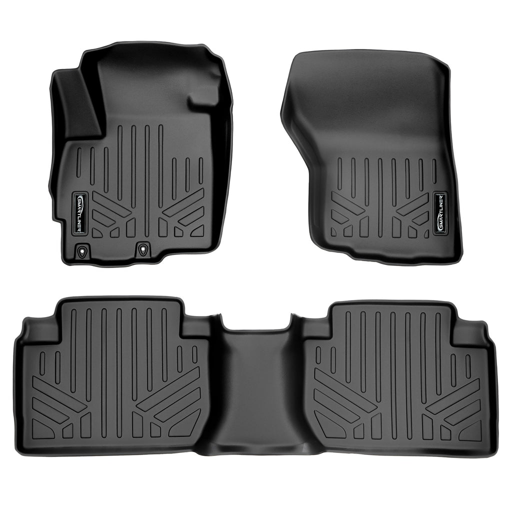 SMARTLINER Custom Fit Floor Mats 2 Row Liner Set Black Compatible With 2011-2021 Mitsubishi Outlander (SA0355/B0355)