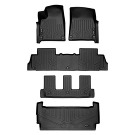 SMARTLINER All Weather Custom Fit Black 3 Row & Cargo Liner Behind the 3rd Row Floor Mat Liner Set Compatible With 2022-2024 Rivian R1S SUV (SA0615/B0698/C0698/E0698)