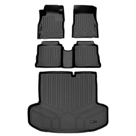 SMARTLINER Custom Fit All Weather Protection Black 2 Row Floor Liners & Cargo Liner behind the 2nd Row Seats Compatible With 2020-2025 Nissan Versa (SA0642/B0642/D0642)
