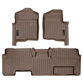 SMARTLINER Custom Fit Floor Mats 2 Row Liner Set Tan Compatible With 2009-2010 Ford F-150 SuperCab Non Flow-Through Center Console (SA1017/B1026)