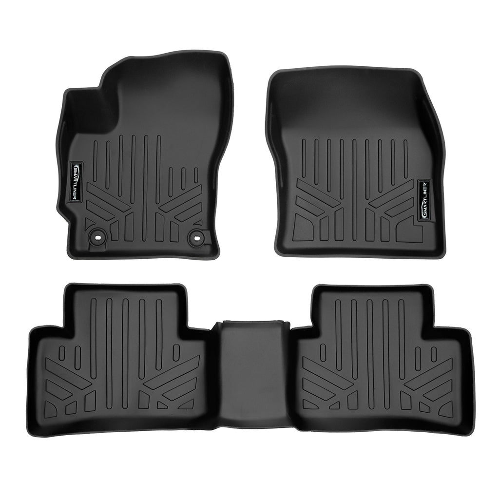 SMARTLINER Custom Fit All Weather 2 Row Black Floor Mat Liner Set Compatible With 2022-2023 Toyota Corolla Cross (SA0598/B0598)