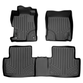 SMARTLINER Custom Fit Floor Mats 2 Row Liner Set Black Compatible With 2012-2015 Honda Civic Hybrid Sedan (SA0137/B0137)