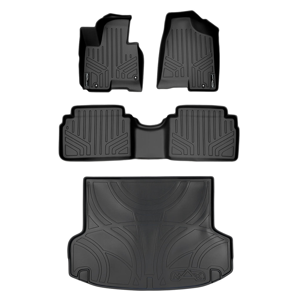 SMARTLINER Custom Fit Floor Mats 2 Rows and Cargo Liner Set Black Compatible With 2014-2015 Hyundai Tucson (SA0234/B0056/D0056)