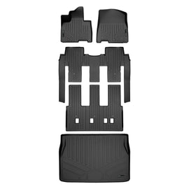 SMARTLINER Custom Fit Black 3 Row & Cargo Liner Behind the 2nd Row Floor Mat Liner Set Compatible With 2022-2023 Kia Carnival MPV (SA0556/B0556/C0556/D0556)