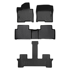 SMARTLINER All Weather Custom Fit 3 Row Black Floor Mat Liner Set Compatible With 2021-2023 Kia Sorento Hybrid (SA0608/B0608/C0548)