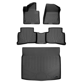 SMARTLINER Custom Fit Floor Mats and Cargo Liner Behind 2nd Row Lower Deck Set Black Compatible With 2017-2022 Kia Sportage (SA0244/B0206/D0428)