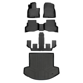 SMARTLINER Custom Fit All Weather Protection Black 3 Row Floor Liners & Cargo Liner behind the 2nd Row Seats Compatible With 2016-2023 Mazda CX-9 (SA0257/B0257/C0523/D0257)