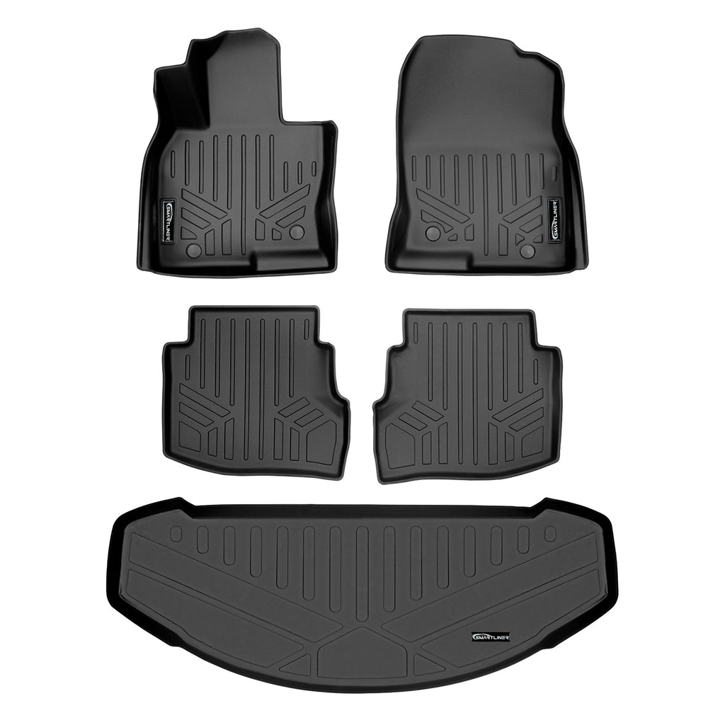 SMARTLINER Custom Fit All Weather Protection Black 2 Row Floor Liners & Cargo Liner behind the 3rd Row Seats Compatible With 2016-2023 Mazda CX-9 (SA0257/B0523/E0257)