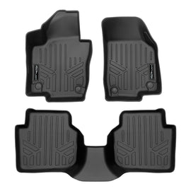SMARTLINER All Weather Custom Fit Black 2 Row Floor Liner Set Compatible With 2024 Hyundai Santa Fe (SA0279/B0659)