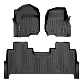 SMARTLINER Floor Mats 2 Row Liner Set Black Compatible With 2017-2022 Ford F-250/F-350 Super Duty Crew Cab with 1st Row Bucket Seats (SA0246/B0246)