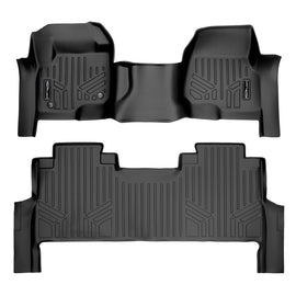 SMARTLINER Custom Floor Mats 2 Row Liner Set Black Compatible With 2017-2024 Ford F-250/F-350 Super Duty Crew Cab with 1st Row Bench Seat (SA0298/B0298)
