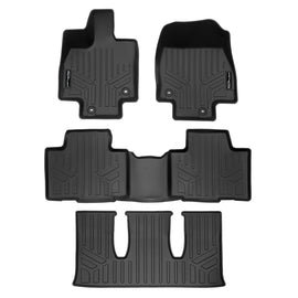 SMARTLINER Custom Fit All Weather Protection Black 3 Row Floor Mat Liner Set Compatible With 2024 Toyota Grand Highlander (SA0719/B0719/C0719)