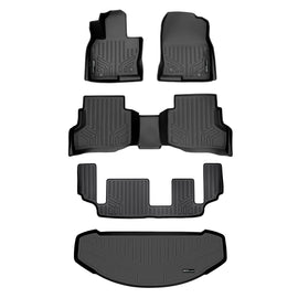SMARTLINER Custom Fit All Weather Protection Black 3 Row Floor Liners & Cargo Liner behind the 3rd Row Seats Compatible With 2016-2023 Mazda CX-9 (SA0257/B0257/C0257/E0257)