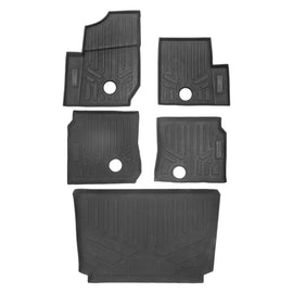 SMARTLINER All Weather Protection Custom Fit Black 2 Row Rugged Rubber Floor Liner & Rubber Bed Mat Liner Set Compatible With 2019-2023 Polaris General XP 4 1000 (UA0126/UB0126/UK0126)