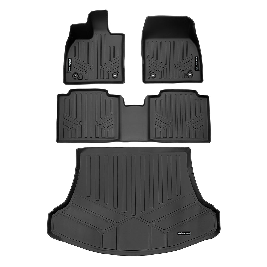 SMARTLINER All Weather Protection Custom Fit Black 2 Row Floor Mats and Cargo Liner Set Compatible With 2023-2024 Lexus RZ (SA0702/B0702/D0702)