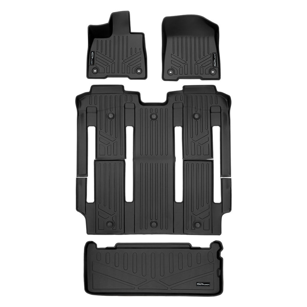 SMARTLINER Floor Mats 3 Row Liner Set & Cargo Liner Behind the 3rd Row Compatible With 2021-2023 Toyota Sienna with 2nd Row Bench Seat (SA0552/B0576/E0592)