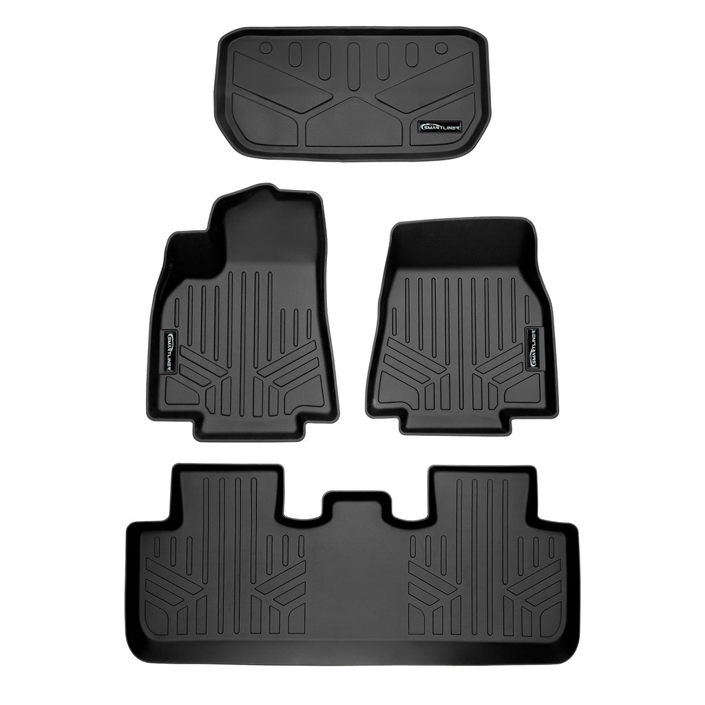SMARTLINER All Weather Protection Custom Fit Black 2 Rows Floor Liner Set & Front Trunk Liner Set Compatible With 2020-2023 Tesla Model Y (SA0529/B0529/F0529)