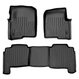 SMARTLINER Floor Mats 2 Row Liner Set Black Compatible With 2004-2008 Ford F-150 SuperCrew Cab / 2006-2008 Lincoln Mark LT Crew Cab (SA0175/B0175)