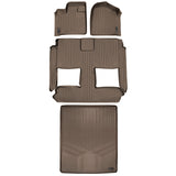 SMARTLINER Floor Mats 3 Rows and Cargo Liner Behind 2nd Row Set Tan Compatible With 2008-2020 Caravan / Town & Country (SA1046/B1046/D1181)