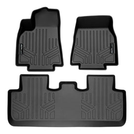 SMARTLINER All Weather Custom Fit Black 2 Rows Floor Mat Liner Set Compatible With 2020-2023 Tesla Model Y (SA0529/B0529)